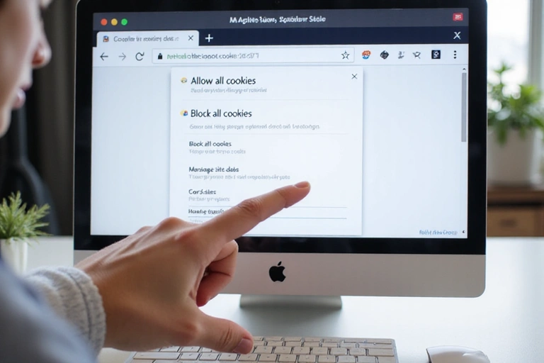 Orang mengatur pengaturan privasi cookie di browser web